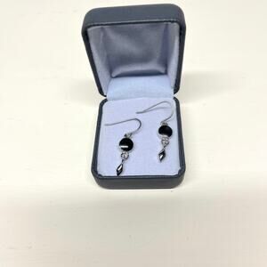 Lia Sophia Rodeo Silvertone with Black Onyx Drop Earrings